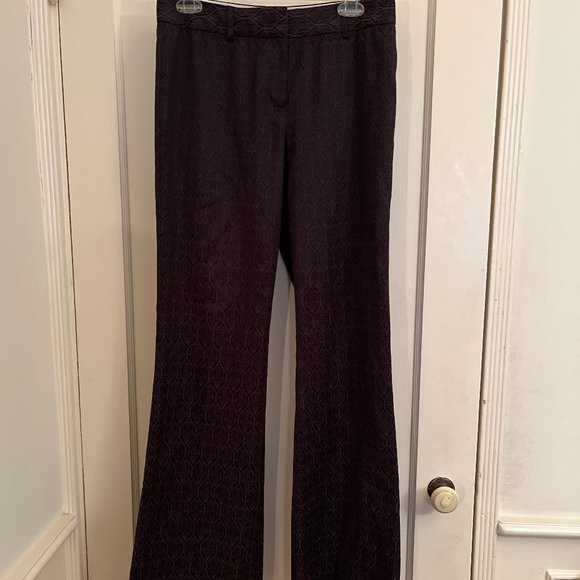 Tahari Brocade Pattern Brown and Taupe Flared Pants - Picture 1 of 9